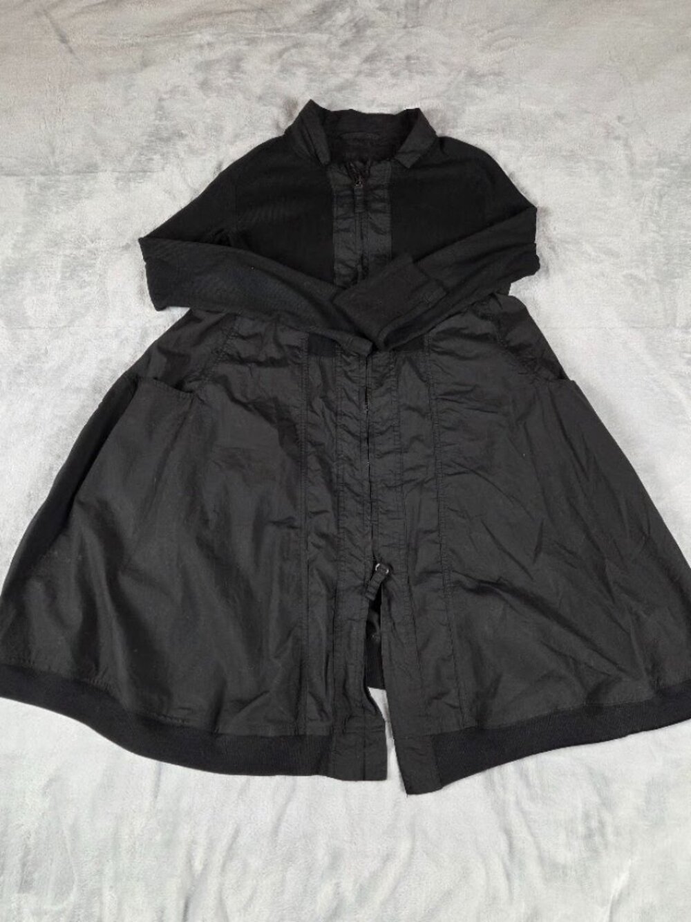 Rundholz DIP Black Cotton Full Zip Jacket Coat Dress Avant Garde Lagenlook M